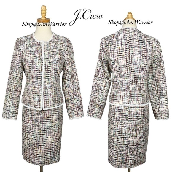 J.Crew NWT confetti fringe tweed collarless blazer + skirt set *shop@iamwarrior - Picture 6 of 12